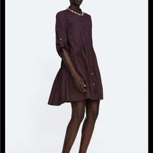 Zara Eggplant Button-Up Dress